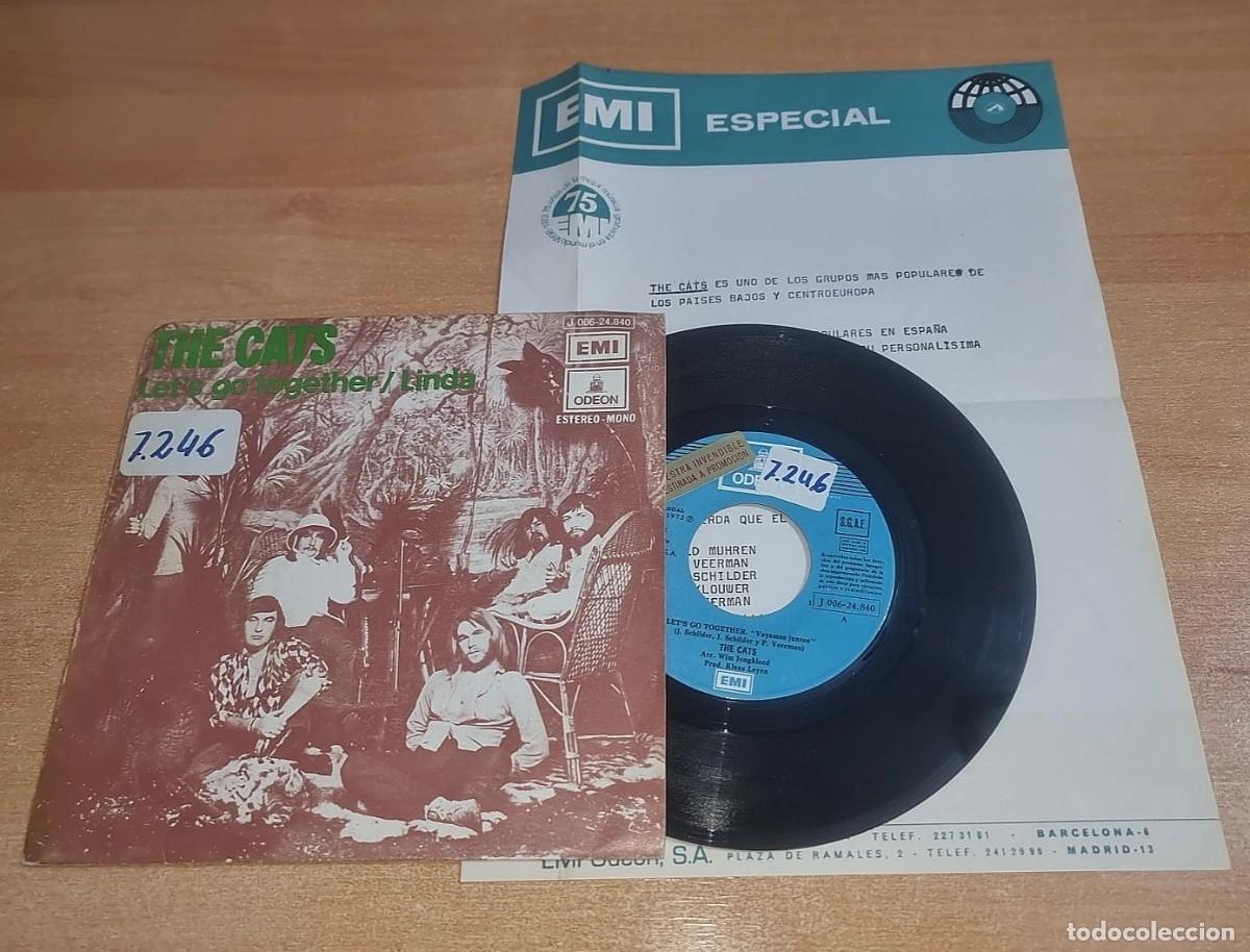 Discos de vinilo: THE CATS Let's go together 7&rdquo; SINGLE VINILO PROMO + HOJA DE PRENSA DEL A&Ntilde;O 1973 CONTIENE 2 TEMAS