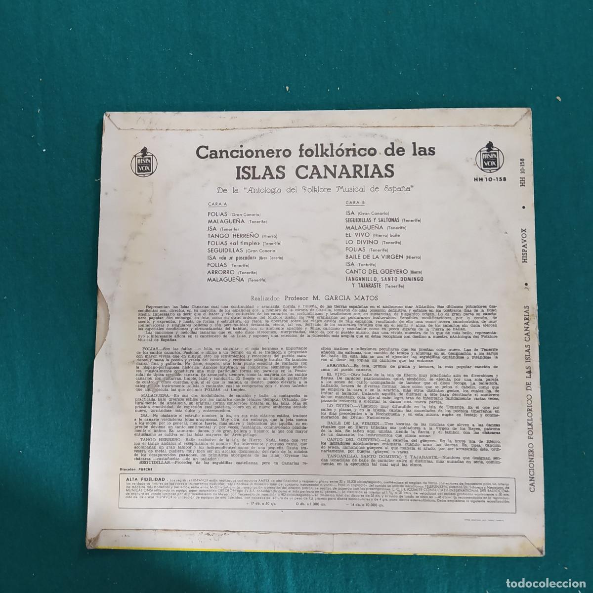Discos de vinilo: Cancionero Folkl&oacute;rico De Las Islas Canarias - Foto 2