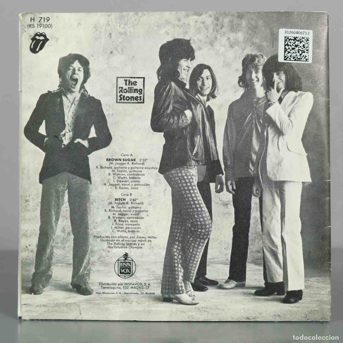 Discos de vinilo: SINGLE. Brown Sugar / Bitch - The Rolling Stones - Hispavox - Foto 2