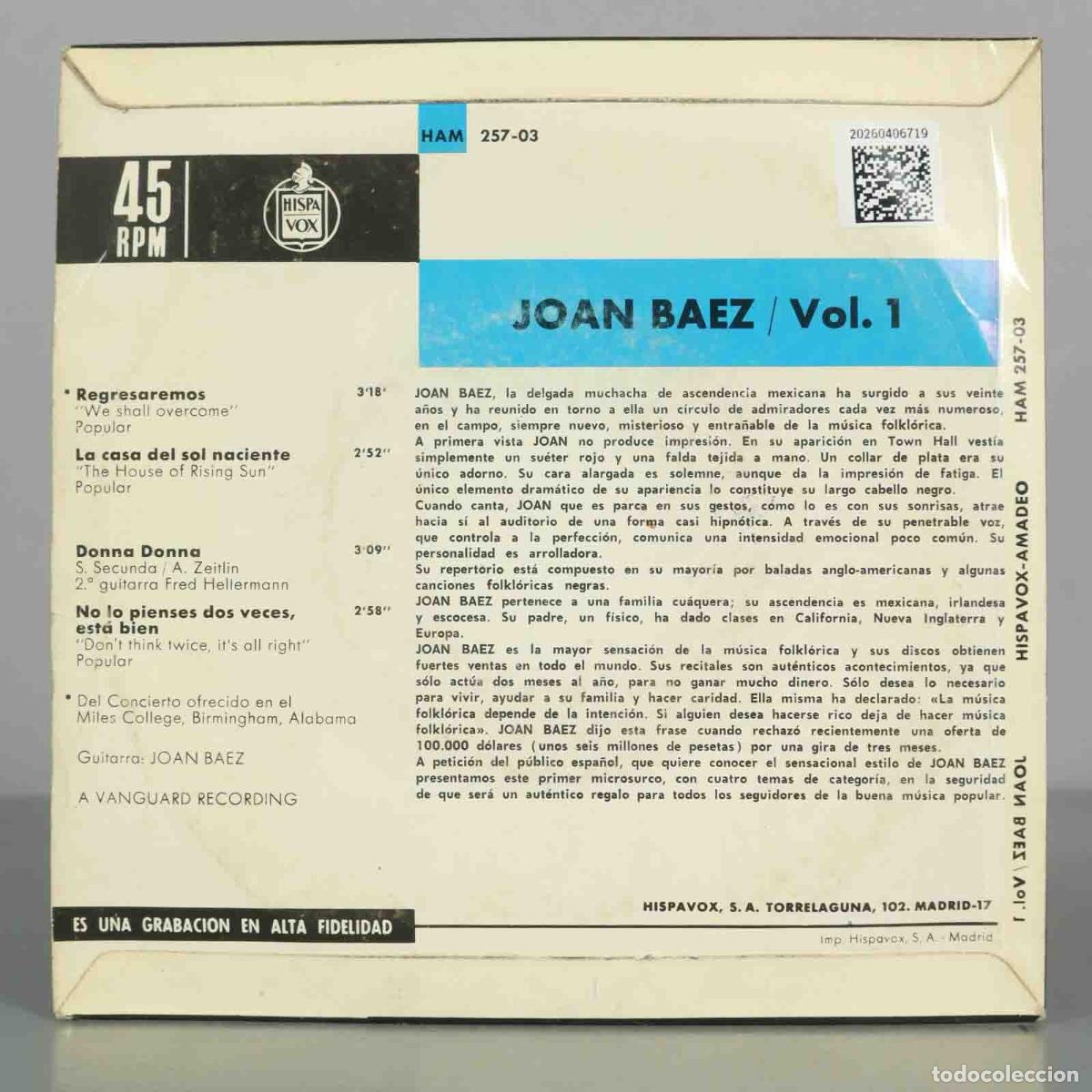 Discos de vinilo: EP. Vol/1 - Joan Baez... - Foto 2