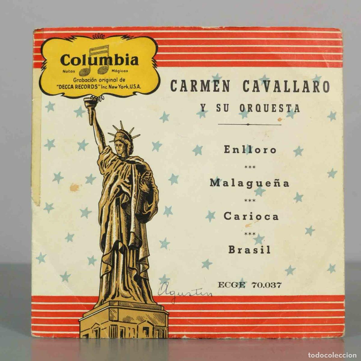Discos de vinilo: EP. Enlloro - Malague&ntilde;a - Carioca - Brasil - Carmen Cavallaro y su Orquesta
