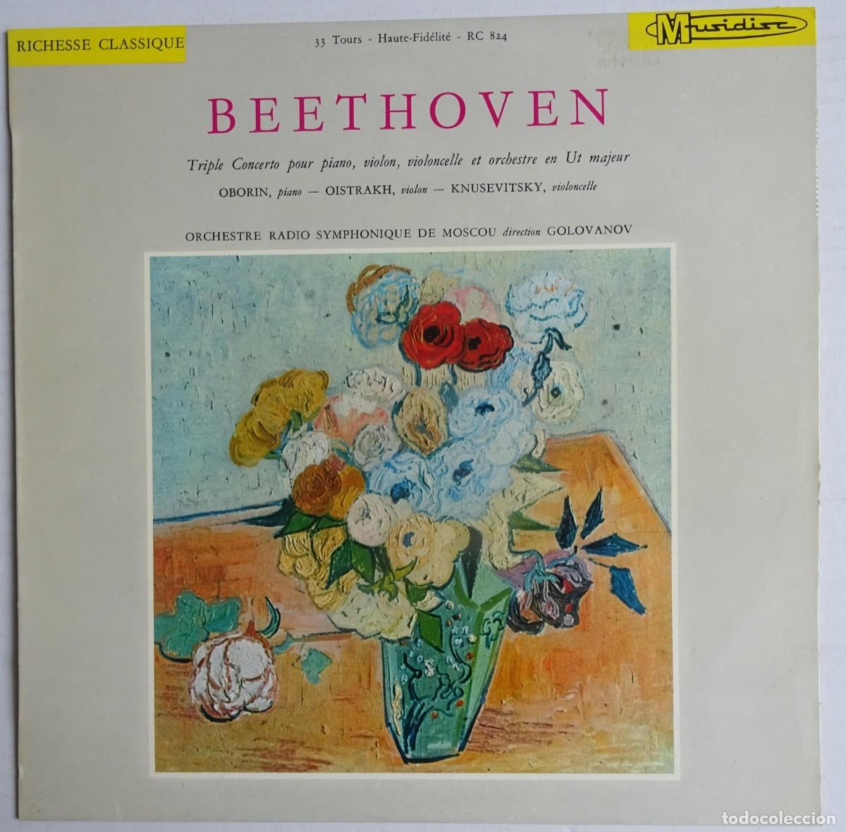 Discos de vinilo: BEETHOVEN Triple Concierto para piano,vio&iacute;n.. OISTRAKH OBORIN KNUSEVITSKY... Edici&oacute;n Francesaa