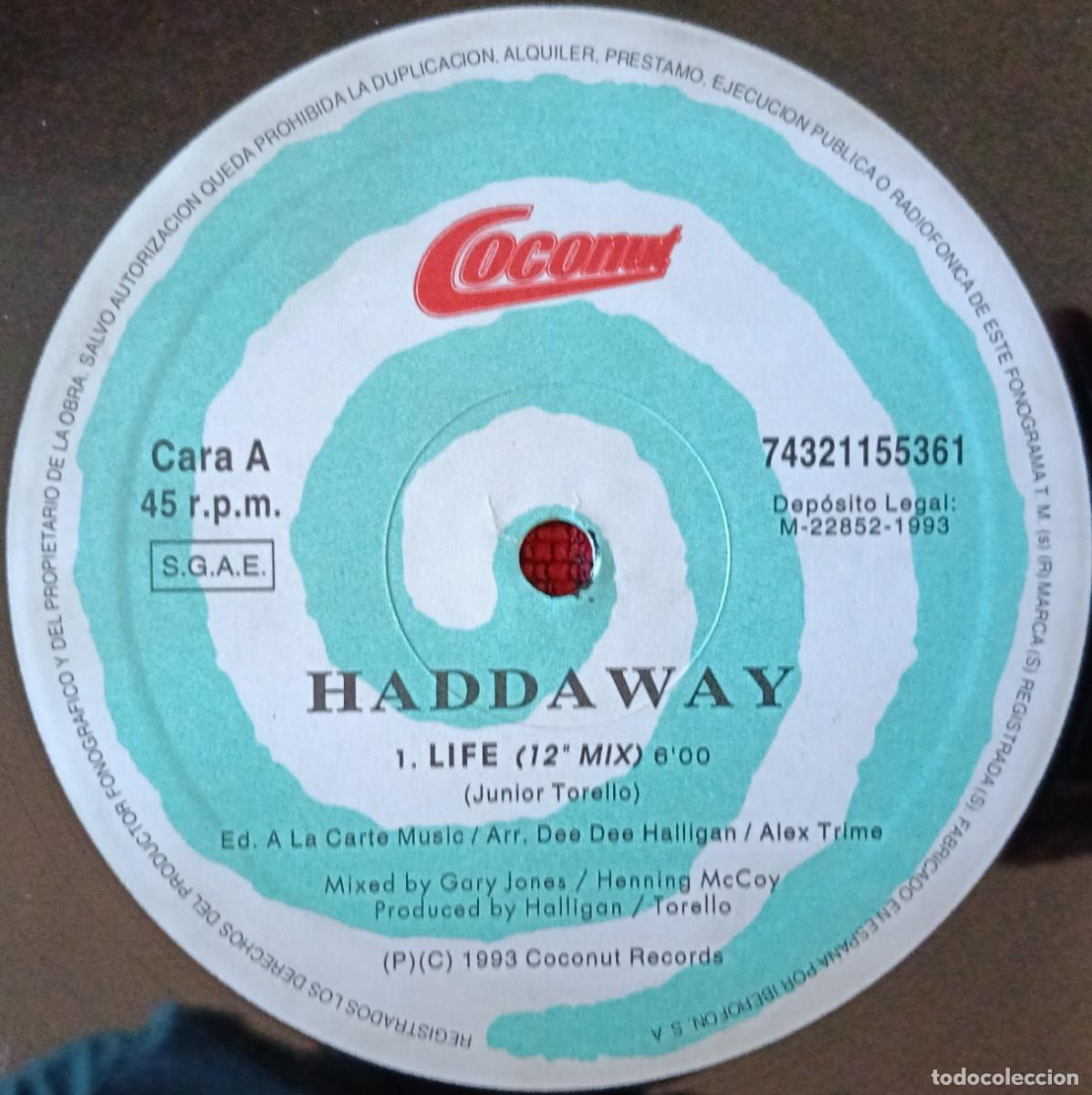 Discos de vinilo: HADDAWAY ** Life ** MAXI SINGLE VINILO 1993 - Foto 3