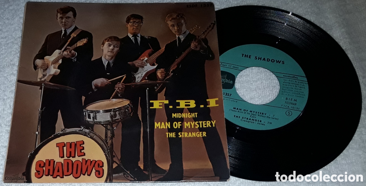 Discos de vinilo: EP- THE SHADOWS - F.B.I / MIDNIGHT / MAN OF MYSTERY / THE STRANGER - MADE IN FRANCE