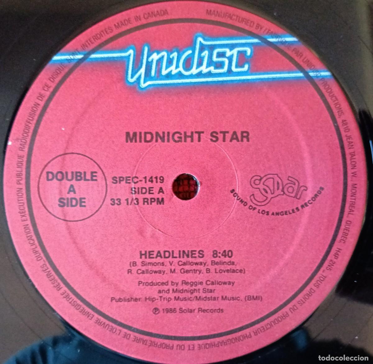 Discos de vinilo: MIDNIGHT STAR **Headlines / Midas Touch / Engine No. 9** MAXI SINGLE VINILO 1987 CANADA - Foto 2