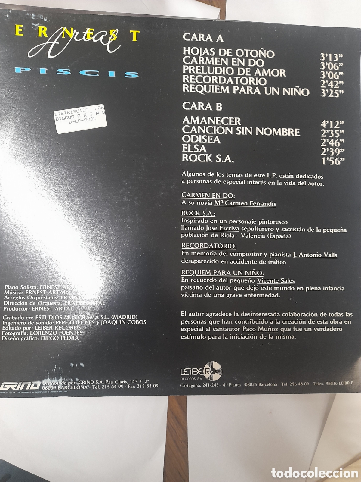 Discos de vinilo: ERNEST. ARTAL. PISCIS. Hojas de oto&ntilde;o. - Foto 2