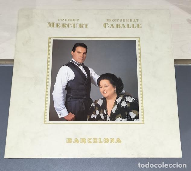 Discos de vinilo: Freddie Mercury & Montserrat Caball&eacute; - Barcelona - LP Polydor ref. 837277-1. Ed. espa&ntilde;ola 1988.
