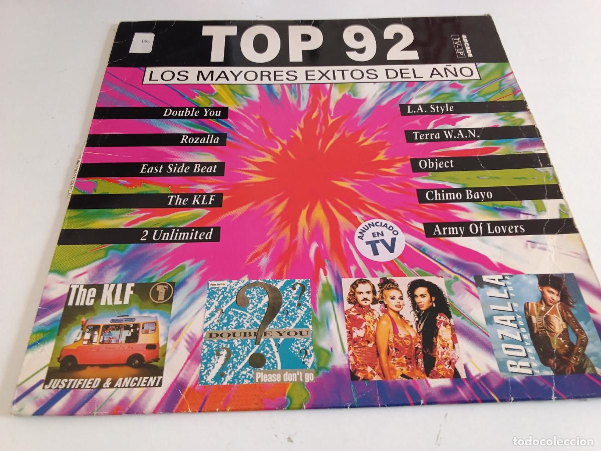 Discos de vinilo: Top 92-los mayores &eacute;xitos del a&ntilde;o.klf,rozalla,Chimo Bayo...lp