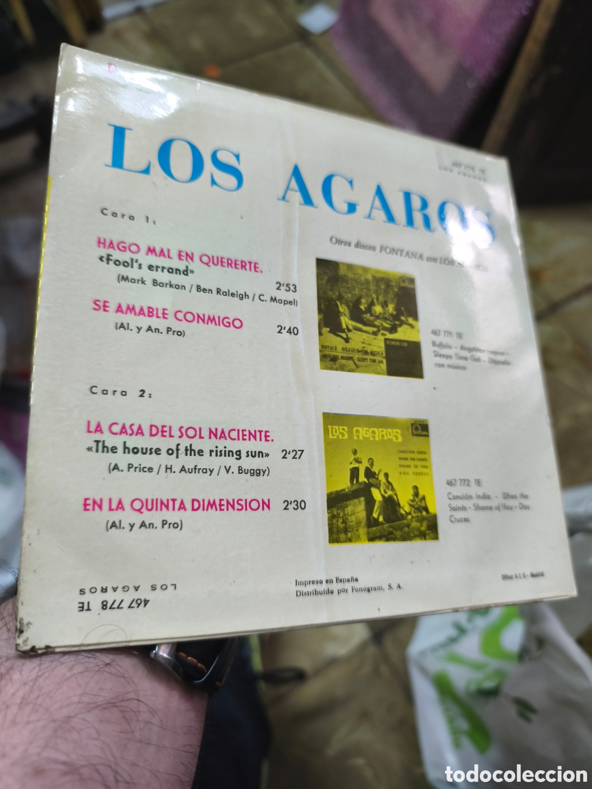 Discos de vinilo: LOS AGAROS LA CASA DEL SOL NACIENTE SINGLE - Foto 2