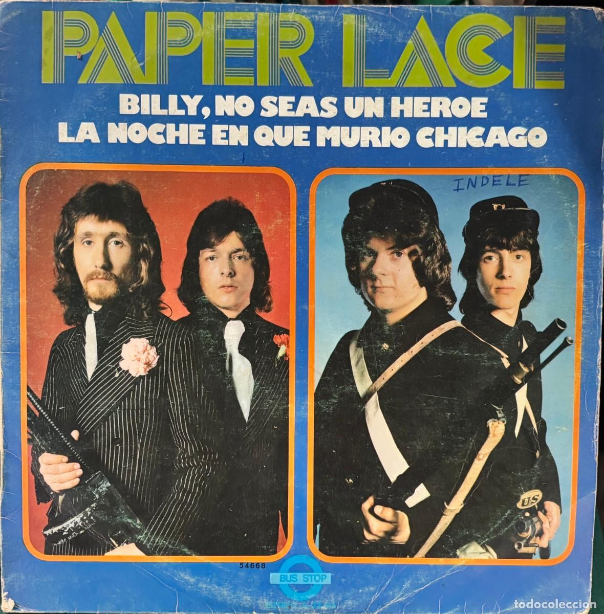 Discos de vinilo: LP PAPEL LACE-BILLY, NO SEAS UN HEROE Y LA NOCHE EN QUE MURIO CHICAGO. LP-GEXT-857