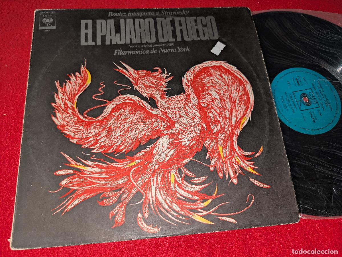 Discos de vinilo: ORQ. NUEVA YORK dir Boulez STRAVINSKY El pajaro de fuego LP 1975 CBS ARGENTINA
