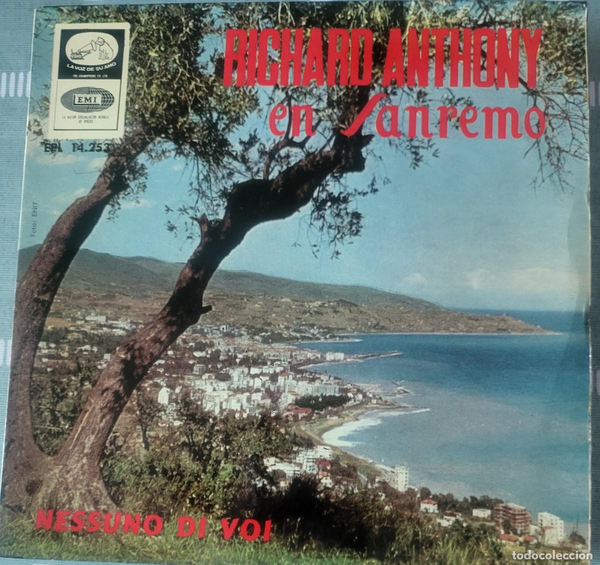 Discos de vinilo: Richard Anthony en San Remo Ep sello La voz de su amo editado en Espa&ntilde;a a&ntilde;o 1966...