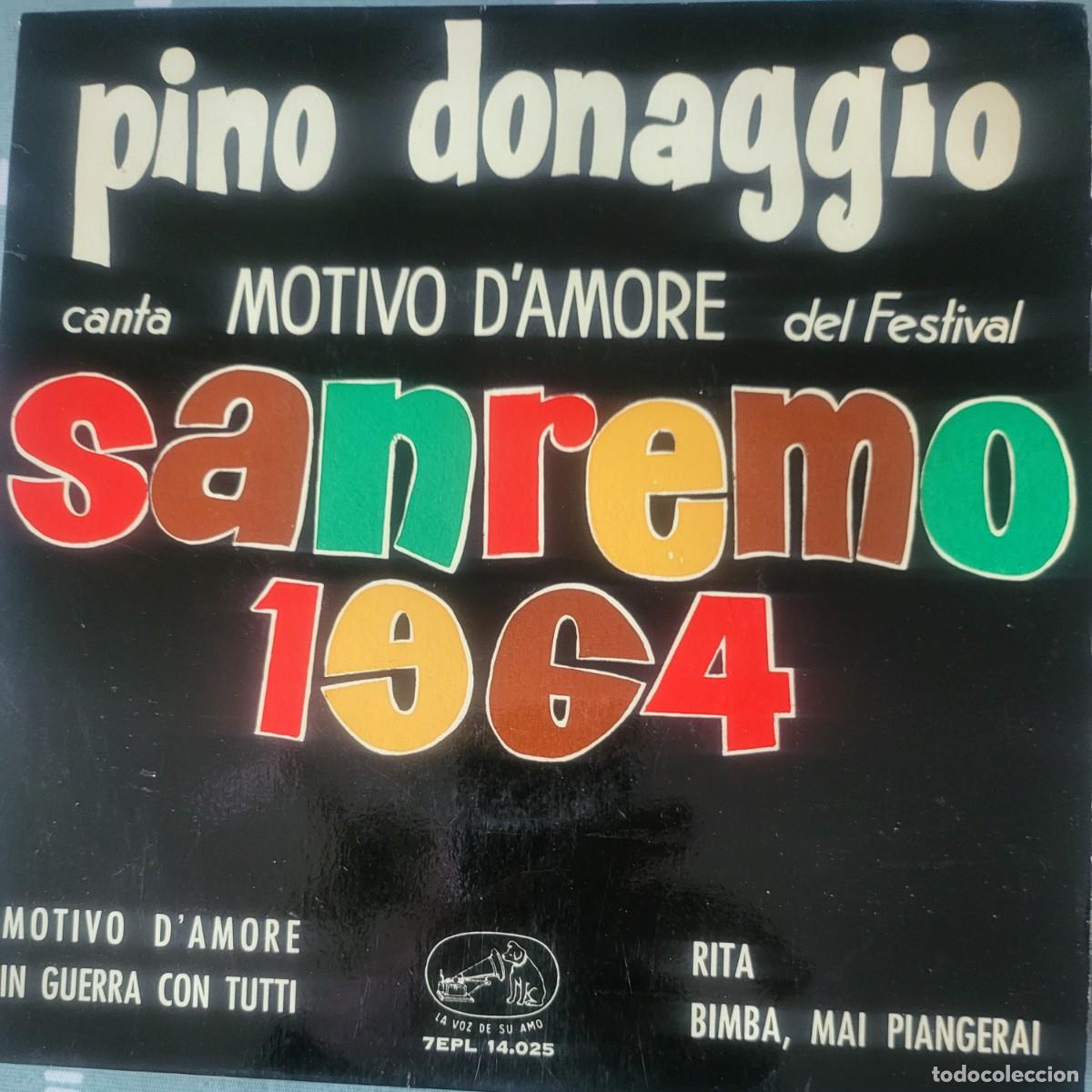 Discos de vinilo: Pino Donaggio San Remo 1964 Ep sello La voz de su amo editado en Espa&ntilde;a a&ntilde;o 1964...