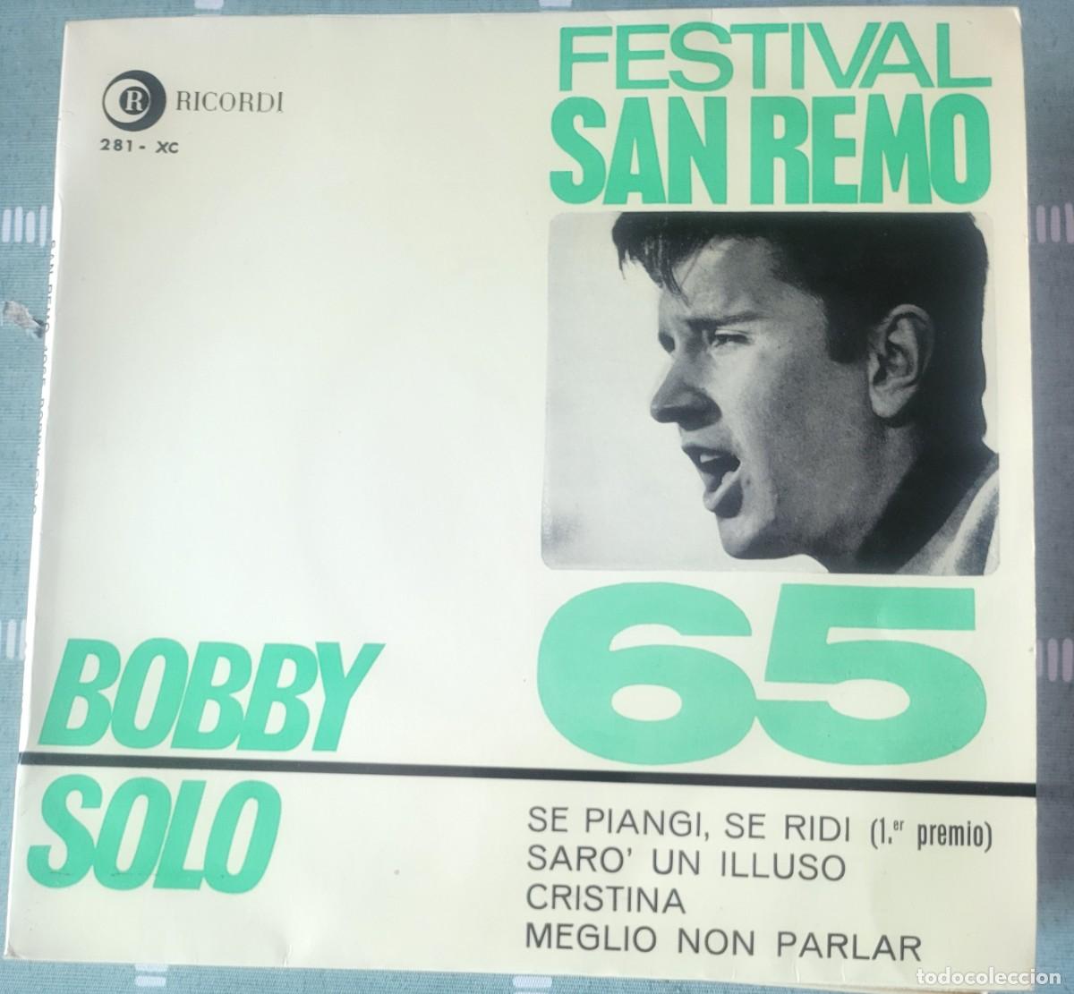 Discos de vinilo: Bobby Solo Ep sello Ricordi editado en Espa&ntilde;a a&ntilde;o 1965...Festival de San Remo.