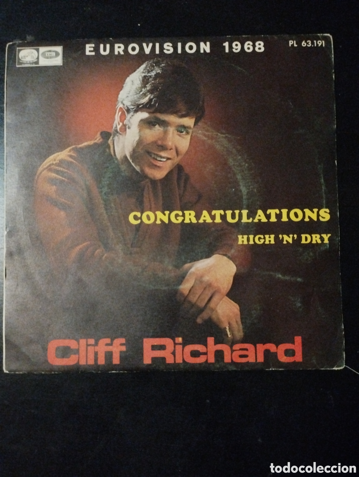 Discos de vinilo: Cliff Richard &ndash; Congratulations. 1968. Espa&ntilde;a. BIEM edition. Vinilo, 7&rdquo;, 45 RPM, Single