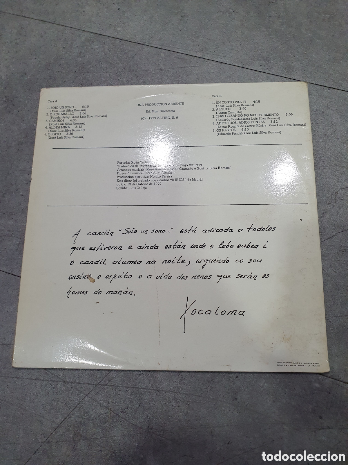 Discos de vinilo: LP. Xocaloma. Soio un sono. - Foto 3