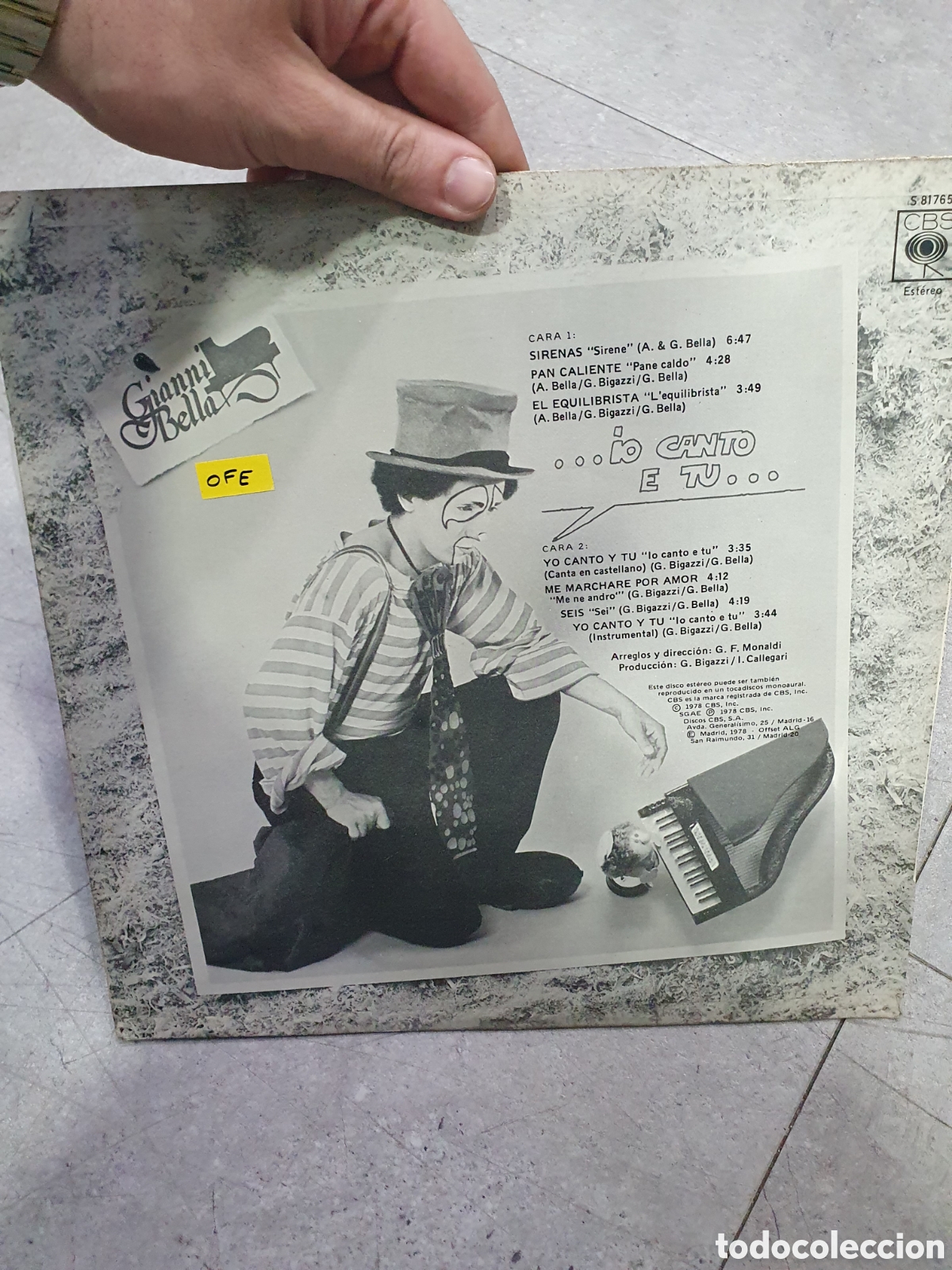 Discos de vinilo: LP. Gianni Bella. Yo canto y tu. - Foto 2