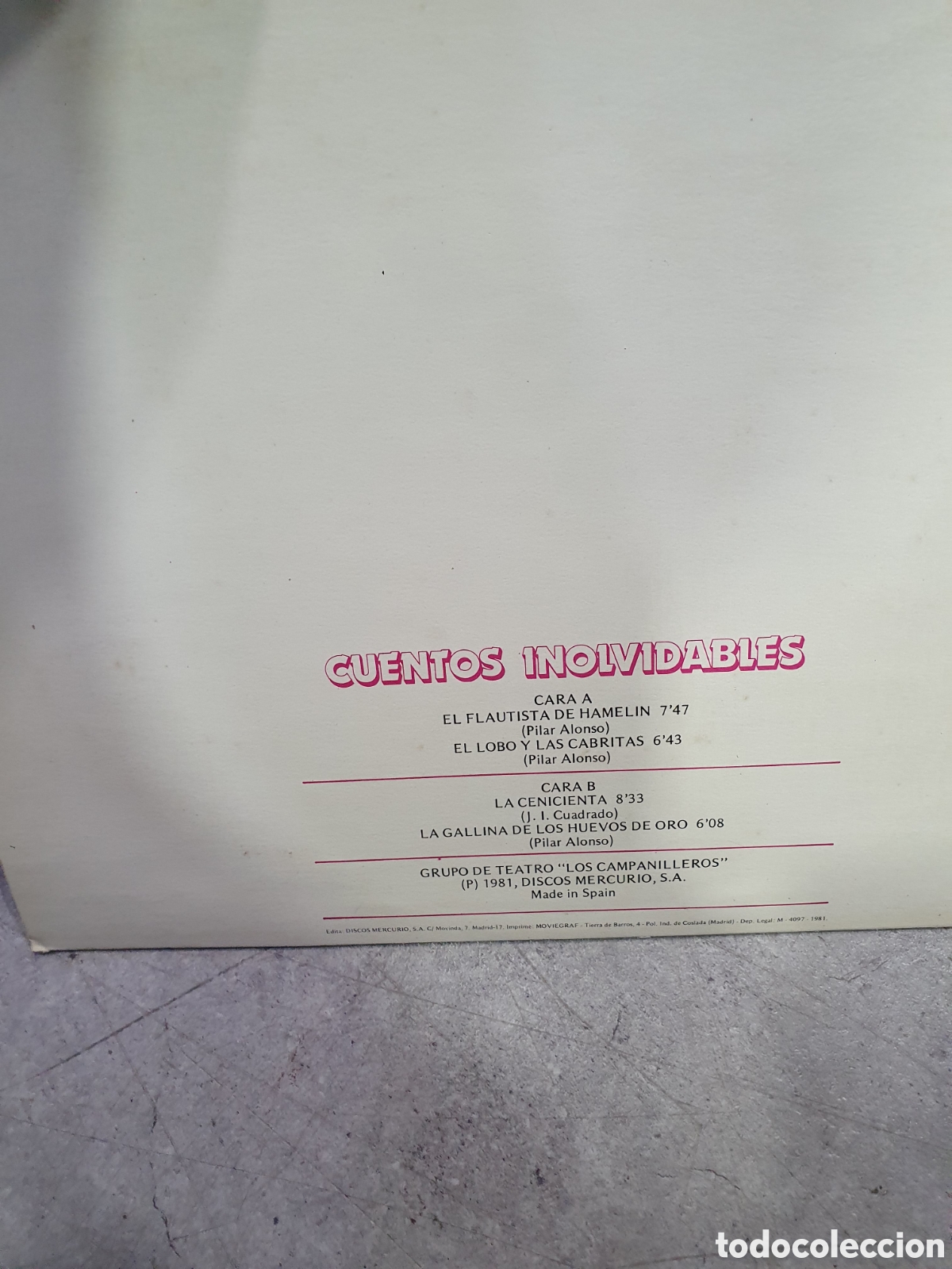 Discos de vinilo: LP. Cuentos inolvidables. Vol 11 - Foto 2