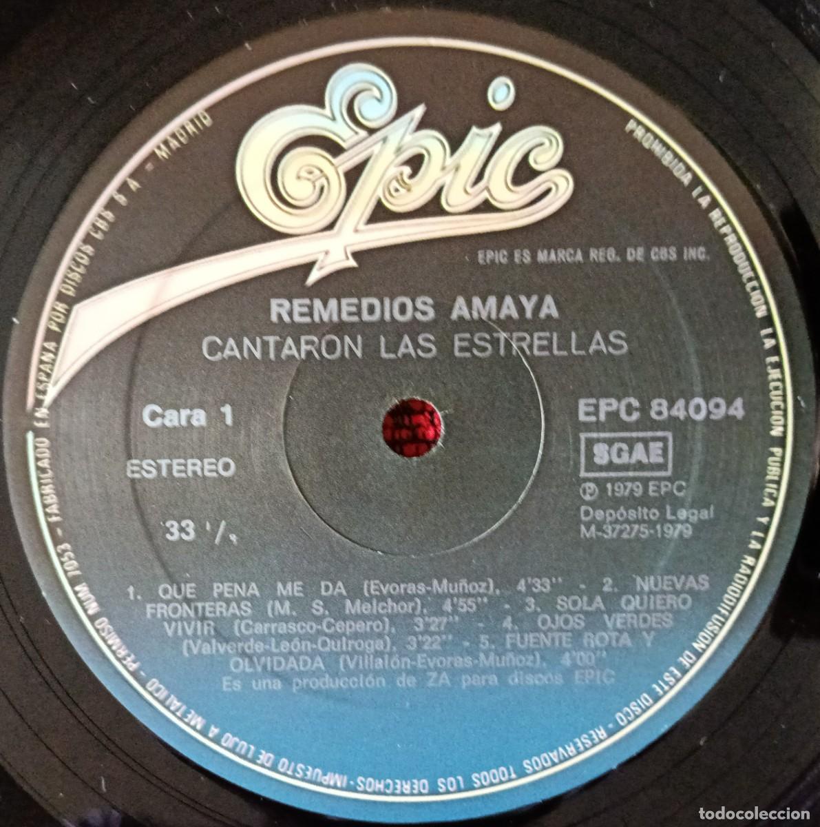 Discos de vinilo: REMEDIOS AMAYA ** Cantaron Las Estrellas ** VINILO LP 1979 (SIN PORTADA)
