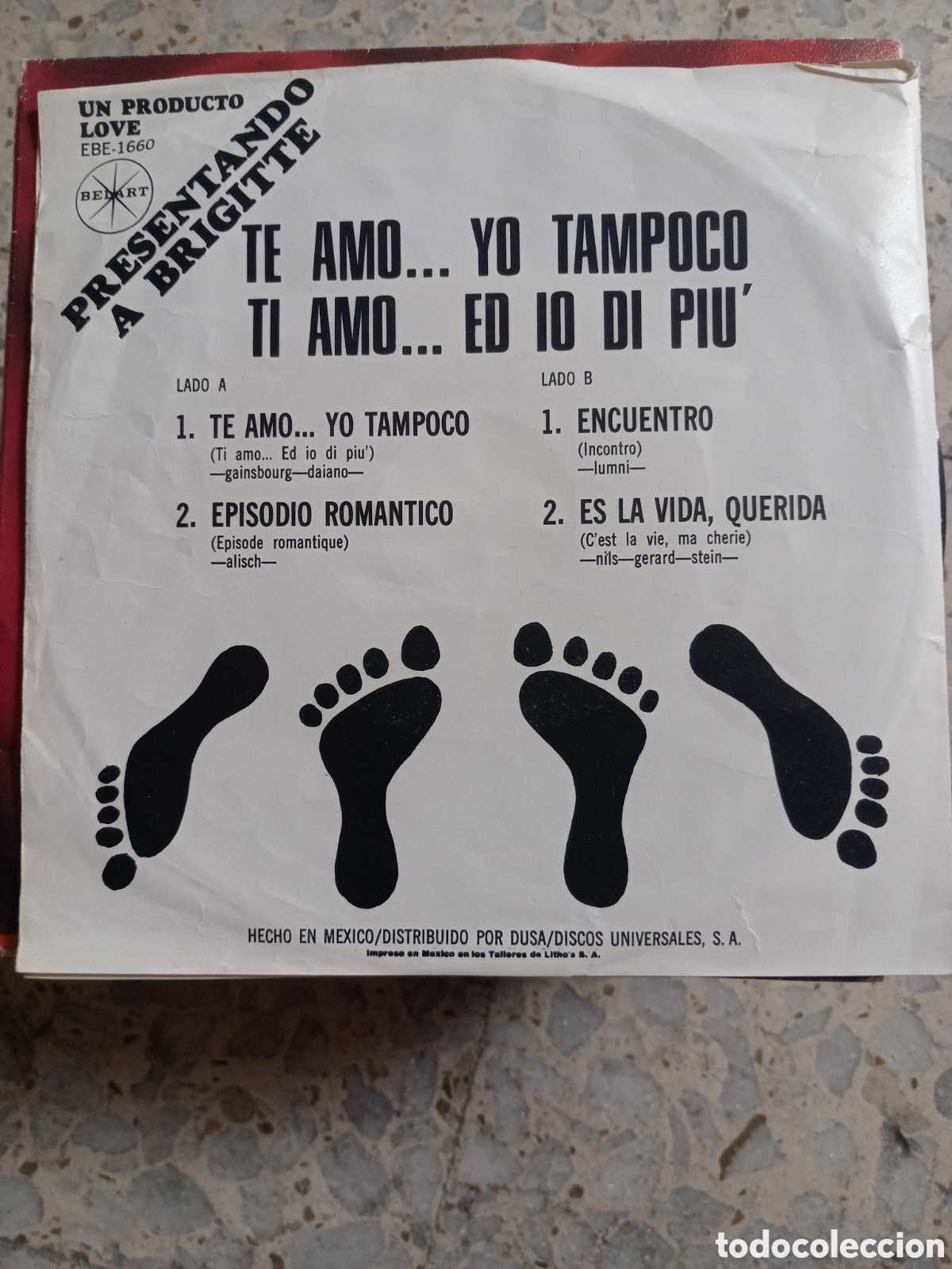 Discos de vinilo: EP BRIGITTE TE AMO YO TAMPOCO 1969 MEXICO - Foto 2