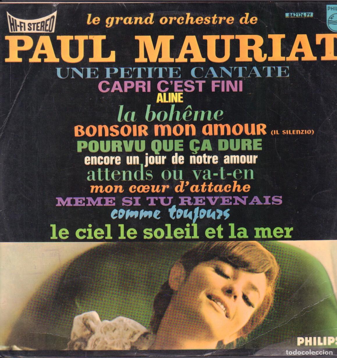 Discos de vinilo: LE GRAND ORCHESTRE DE &rdquo;PAUL MAURIAT&rdquo; - BONSOIR MON AMOUR, ALINE.../ LP PHILIPS 1966 RF-26122