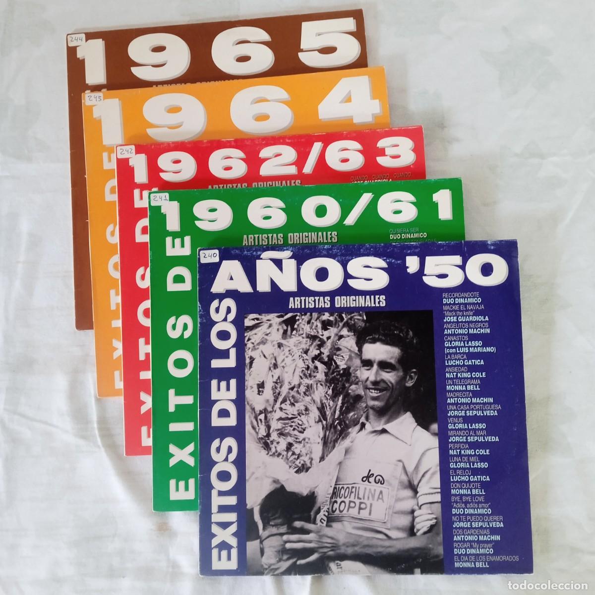 Discos de vinilo: LOte de 5 LPs discos de vinilo recopilatorios. Grandes &Eacute;xitos de los a&ntilde;os 50 y 60 hasta 1965.