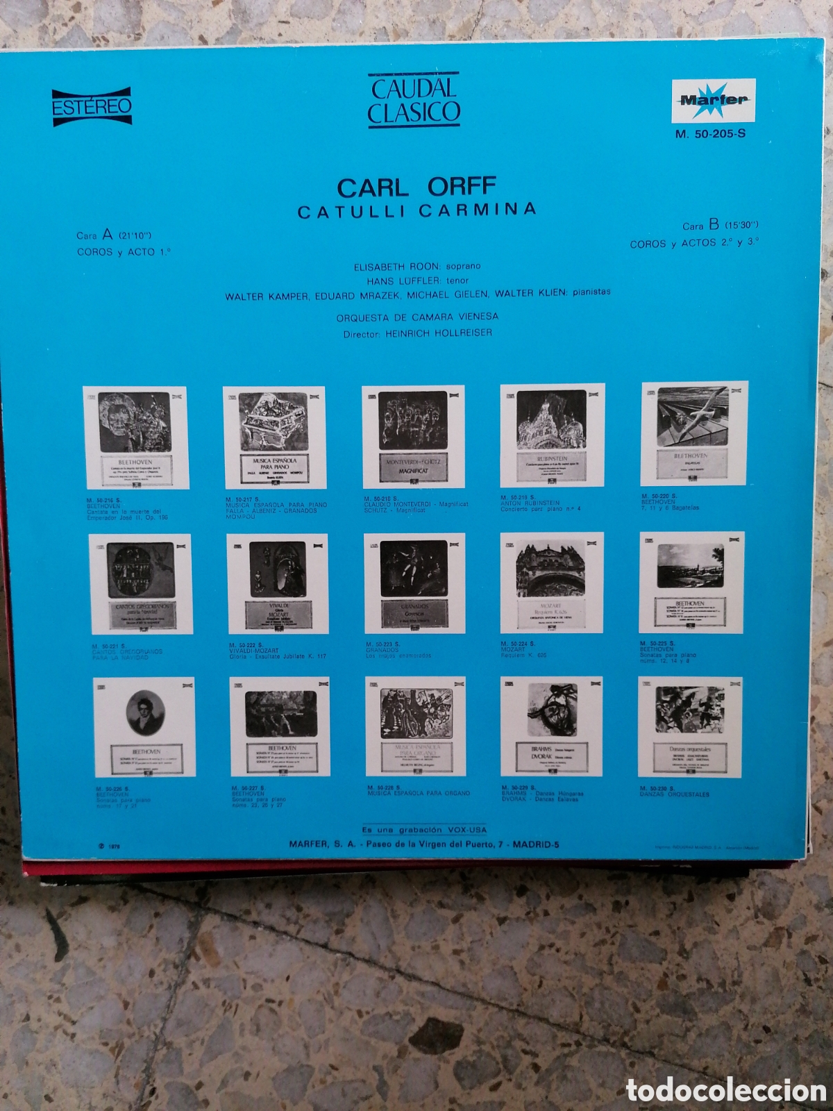 Discos de vinilo: LP CARL ORFF CATULLI CARMINA 1976 - Foto 2