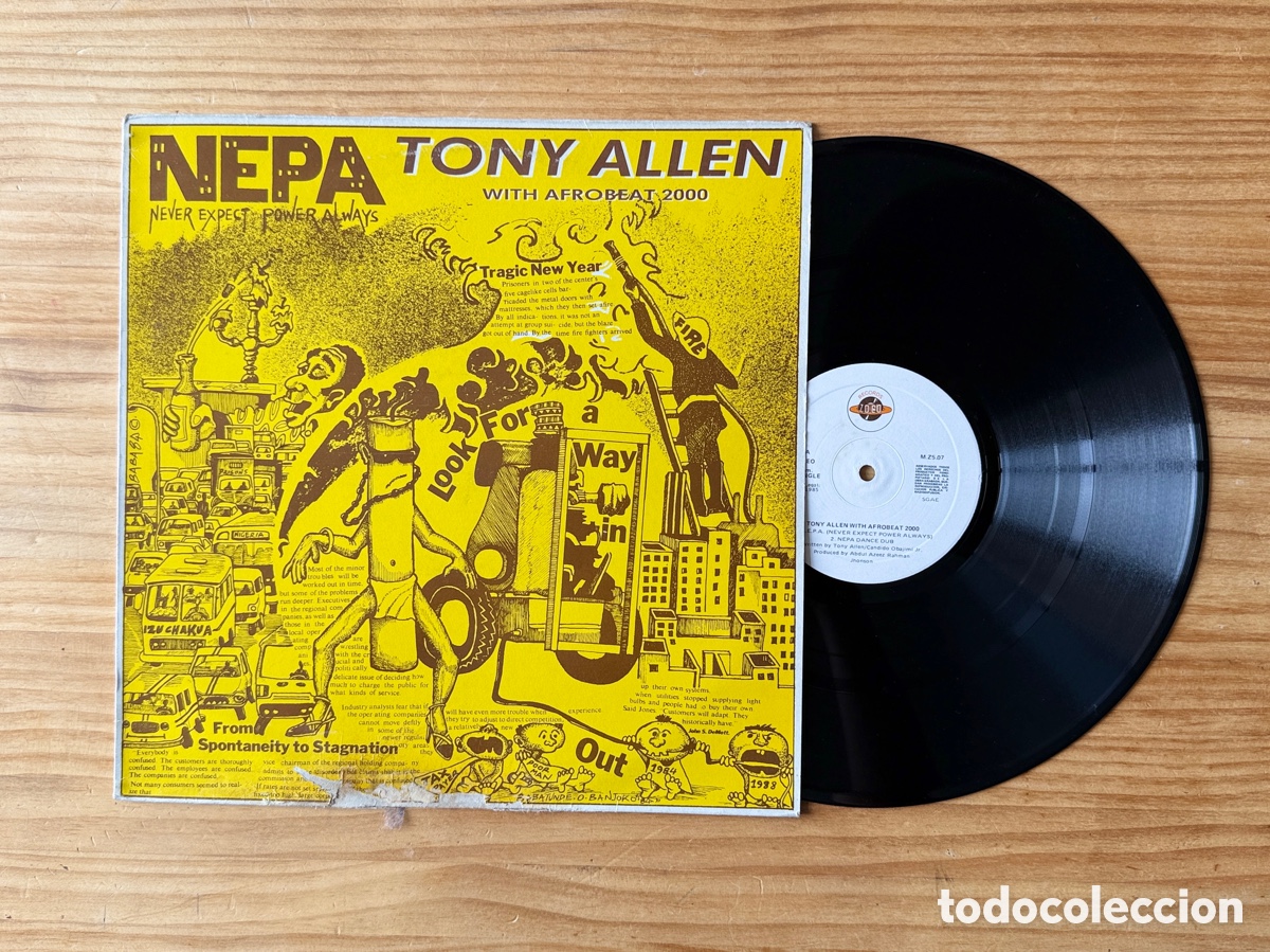 Discos de vinil: Tony Allen With Afrobeat 2000 &ndash; N.E.P.A. (Never Expect Power Always) Spain 1985