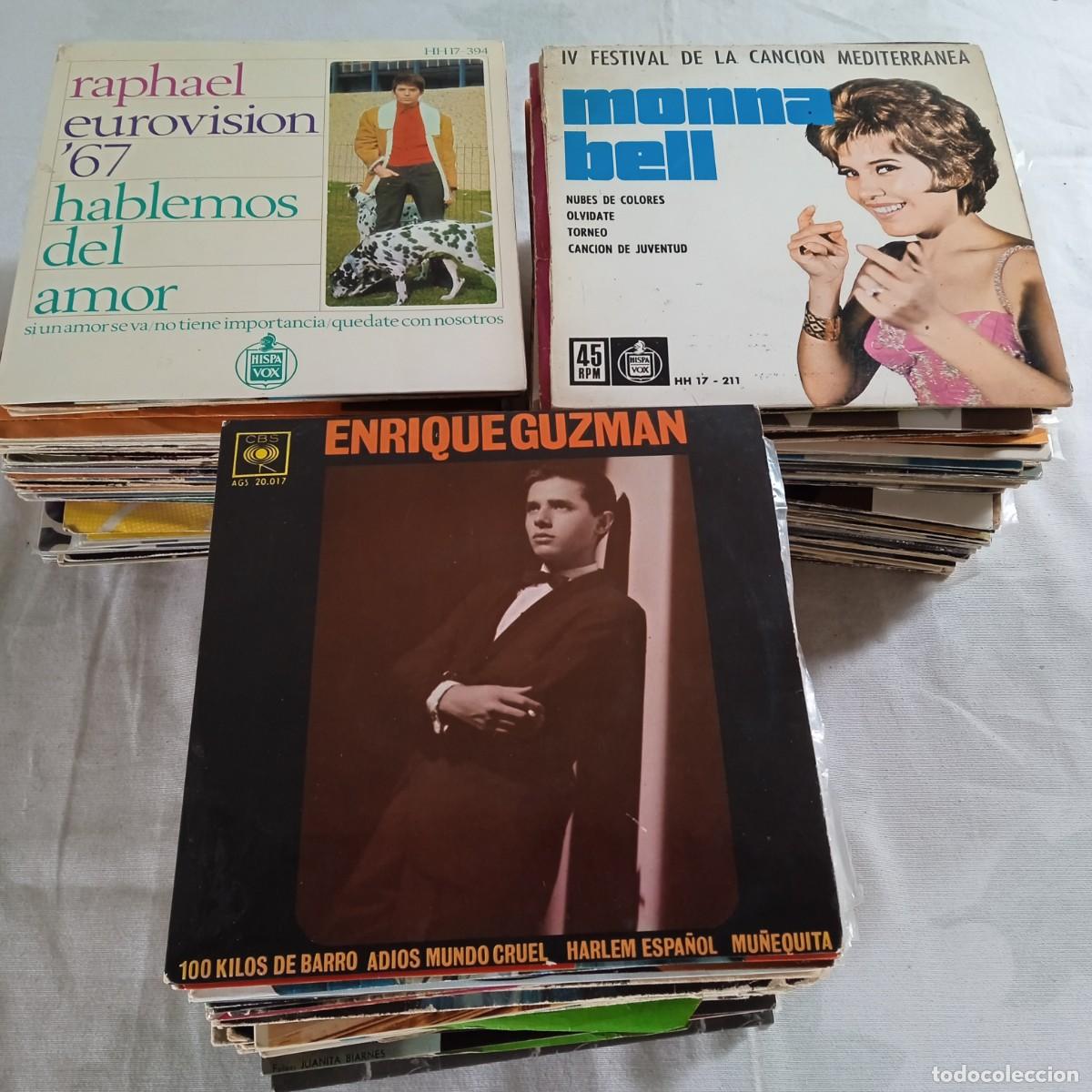 Discos de vinilo: Lote de 150 singles y Eps discos de vinilo. A&ntilde;os 50, 60 y 70. Raphael, Salom&eacute;, Peret, Gloria Lasso,