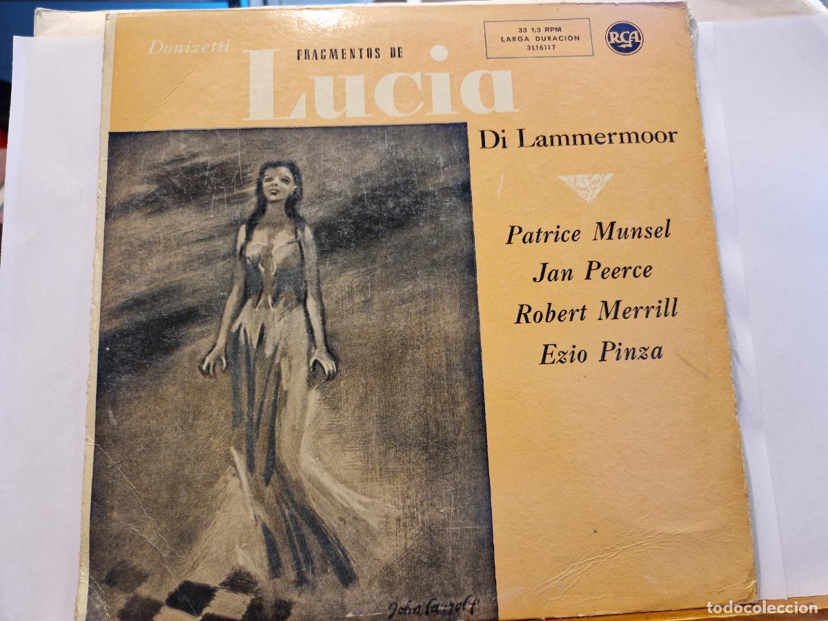 Discos de vinilo: SINGLE. FRAGMENTOS DE LUCIA. DI LAMMERMOOR. PATRICE MUNSEL. JAN PEERCE. ROBERT MERRILL. EZIO PINZA.
