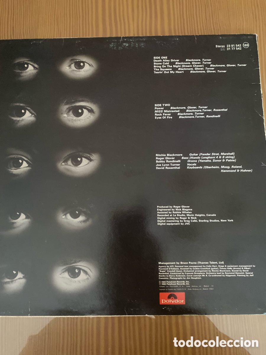 Discos de vinilo: Disco de Vinilo (LP) Rainbow &ldquo;Straight Between The Eyes&rdquo; - Foto 2
