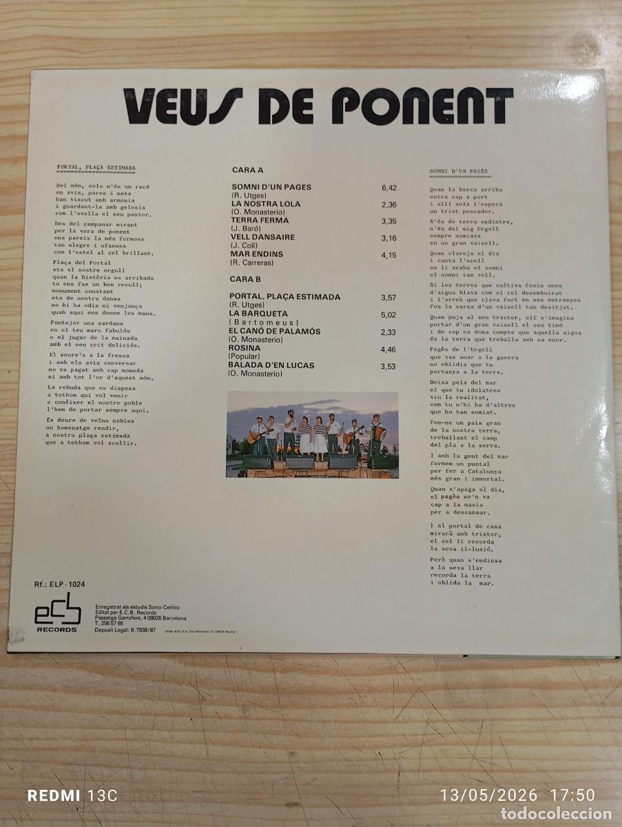 Discos de vinilo: Lp -Veus de Ponent &lrm;&ndash; Somni - Foto 2