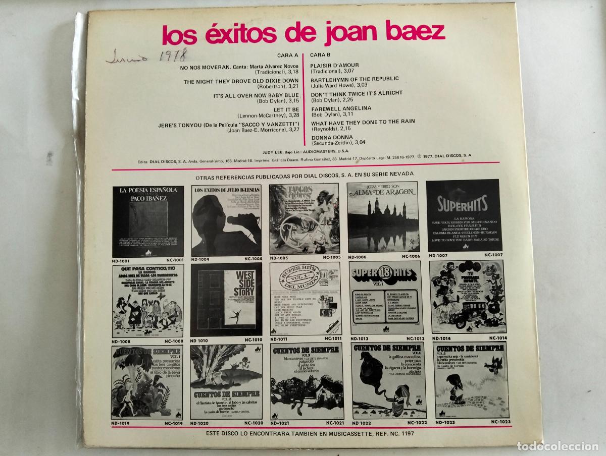 Discos de vinilo: LOS EXITOS DE JOAN BAEZ, DISCO LP , EDITADO DIAL DISCOS, A&Ntilde;O 1977 - Foto 2
