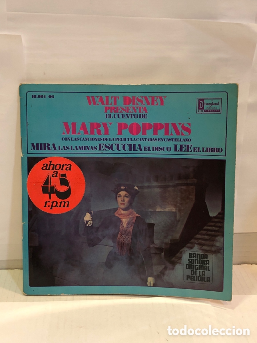 Discos de vinilo: Vinilo Walt Disney Mary Poppins : Mira las l&aacute;minas, escucha el disco, lee el libro