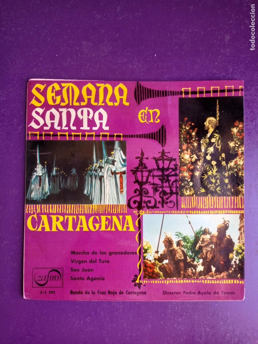 Discos de vinilo: SEMANA SANTA EN CARTAGENA - EP ZAFIRO 1962 - RELIGION, BANDA CRUZ ROJA, VIRGEN TURIA, MURCIA
