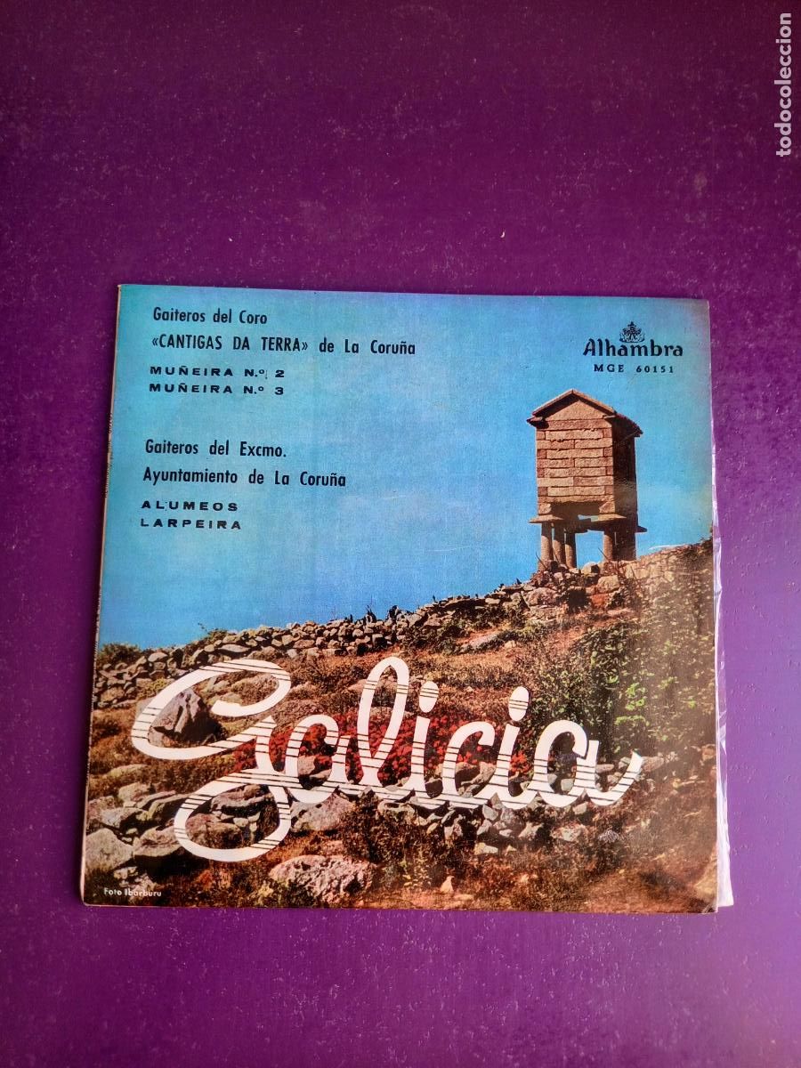 Discos de vinilo: CANTIGAS DA TERRA - EP ALHAMBRA 1962 - FOLK GALICIA - MU&Ntilde;EIRA, ALUMEOS, GAITEIROS CORU&Ntilde;A