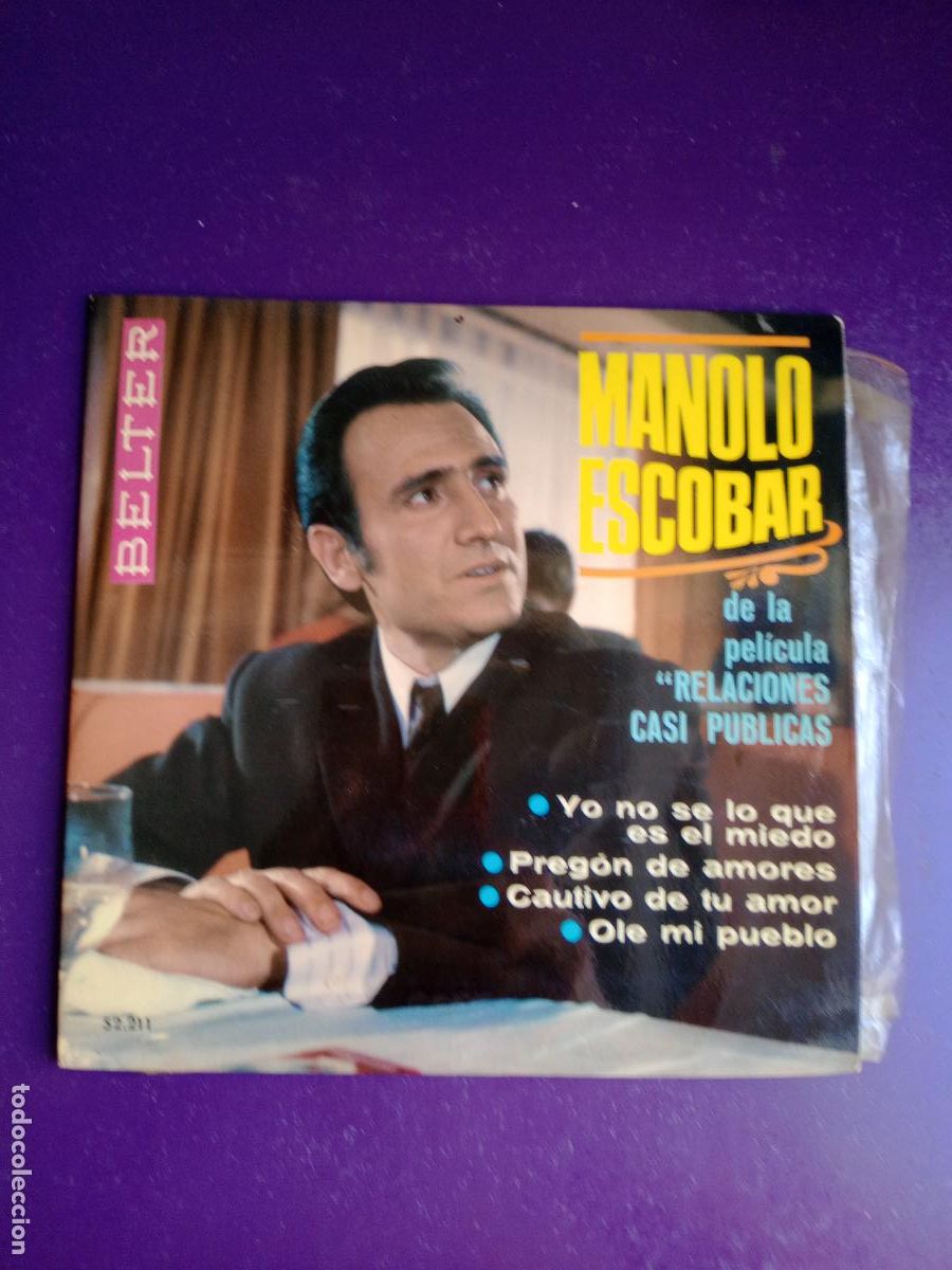 Discos de vinilo: MANOLO ESCOBAR - BSO CINE RELACIONES CASI PUBLICAS - EP BELTER 1968 - COPLA POP, MUY POCO USO