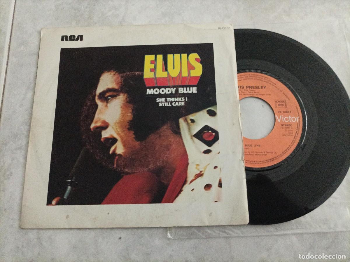 Discos de vinilo: Elvis Presley single Moody Blue - Foto 2