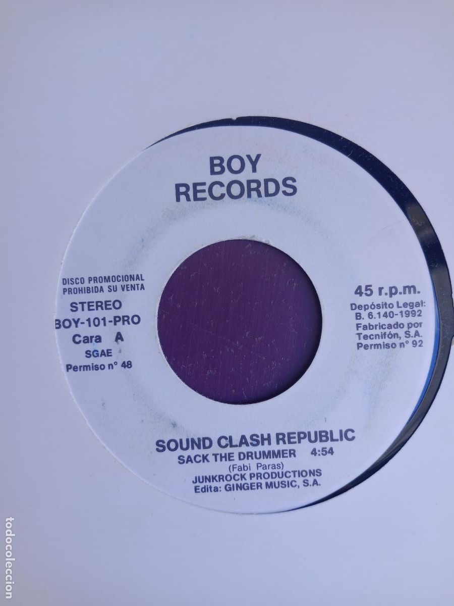 Discos de vinilo: Sound Clash Republic &lrm;&ndash; Sack The Drummer - Sg BOY 1992 - ELECTRONICA TRIBAL HOUSE