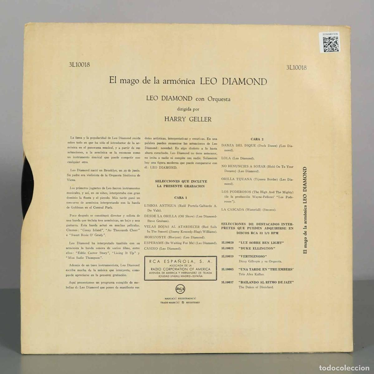 Discos de vinilo: LP. El Mago de la Arm&oacute;nica - Leo Diamond - Foto 2