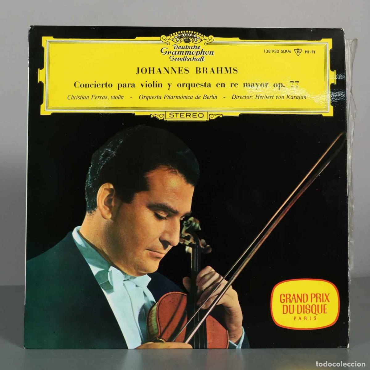 Discos de vinilo: LP. Johannes Brahms - Concierto para viol&iacute;n y orquesta en re mayor op. 77 - Christian Ferras, Herbe