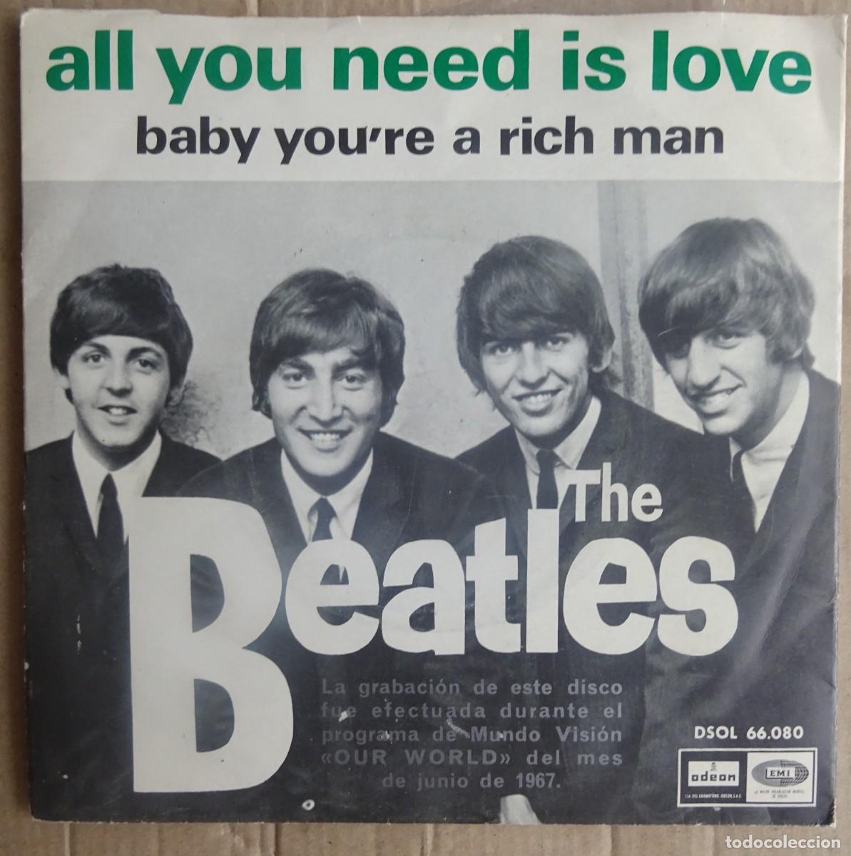 Discos de vinilo: The Beatles Single - All You Need is Love/Baby You're a Richman EMI Barcelona 1967