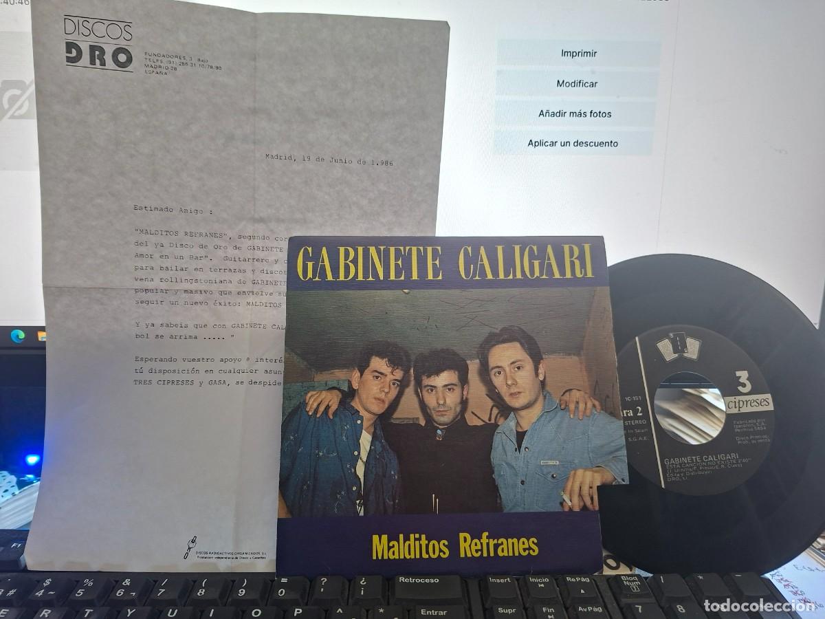 Discos de vinilo: GABINETE CALIGARI - MALDITOS REFRANES - SINGLE DE VINILO PROMOCIONAL COMPLETO - C-32