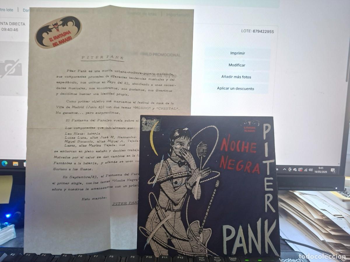 Discos de vinilo: PITER PANK - NOCHE NEGRA - SINGLE DE VINILO PROMOCIONAL COMPLETO - C-32
