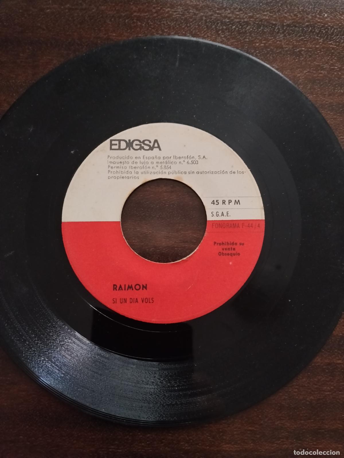 Discos de vinilo: RAIMON. DISCO SINGLE. Si un dia vols... - Foto 1
