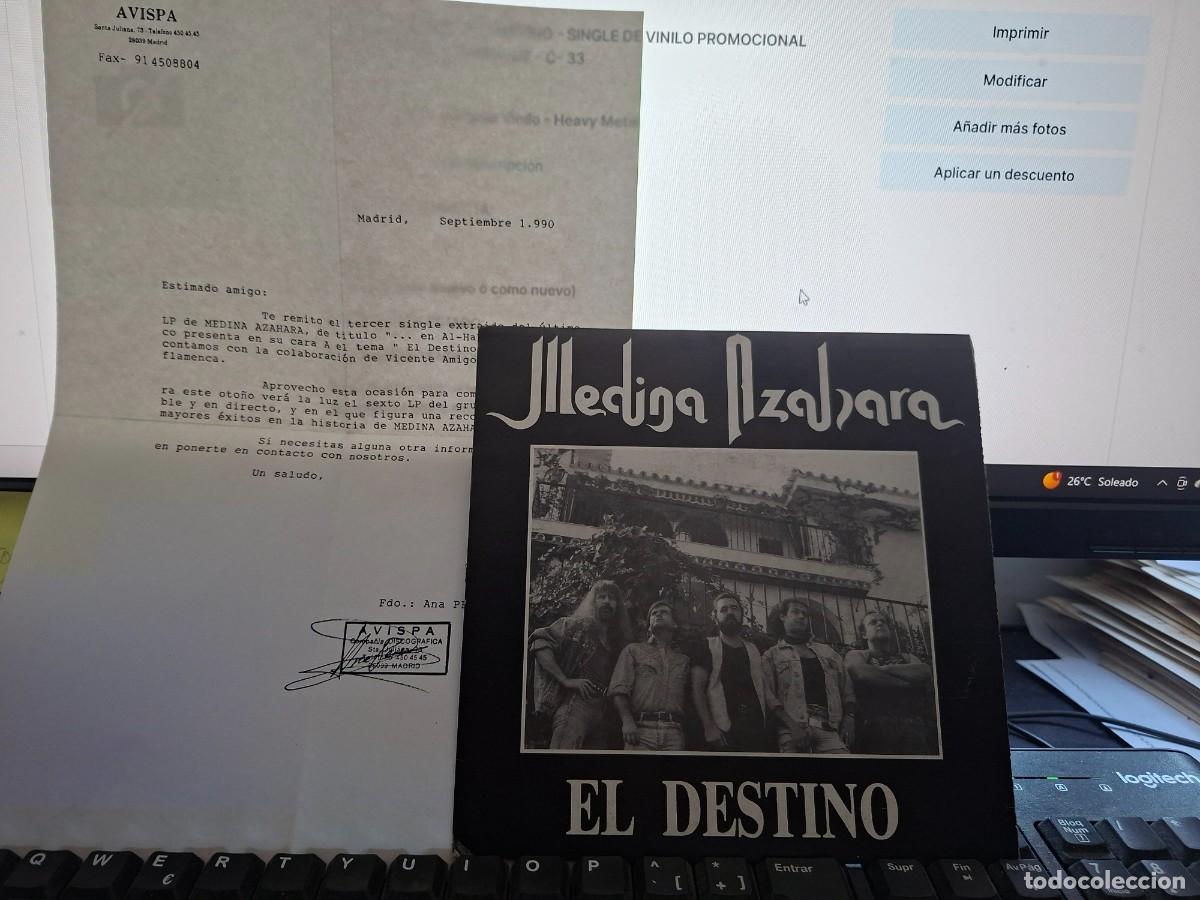 Discos de vinilo: MEDINA AZAHARA - EL DESTINO - SINGLE DE VINILO PROMOCIONAL COMPLETO - ROCK ANDALUZ - C- 33