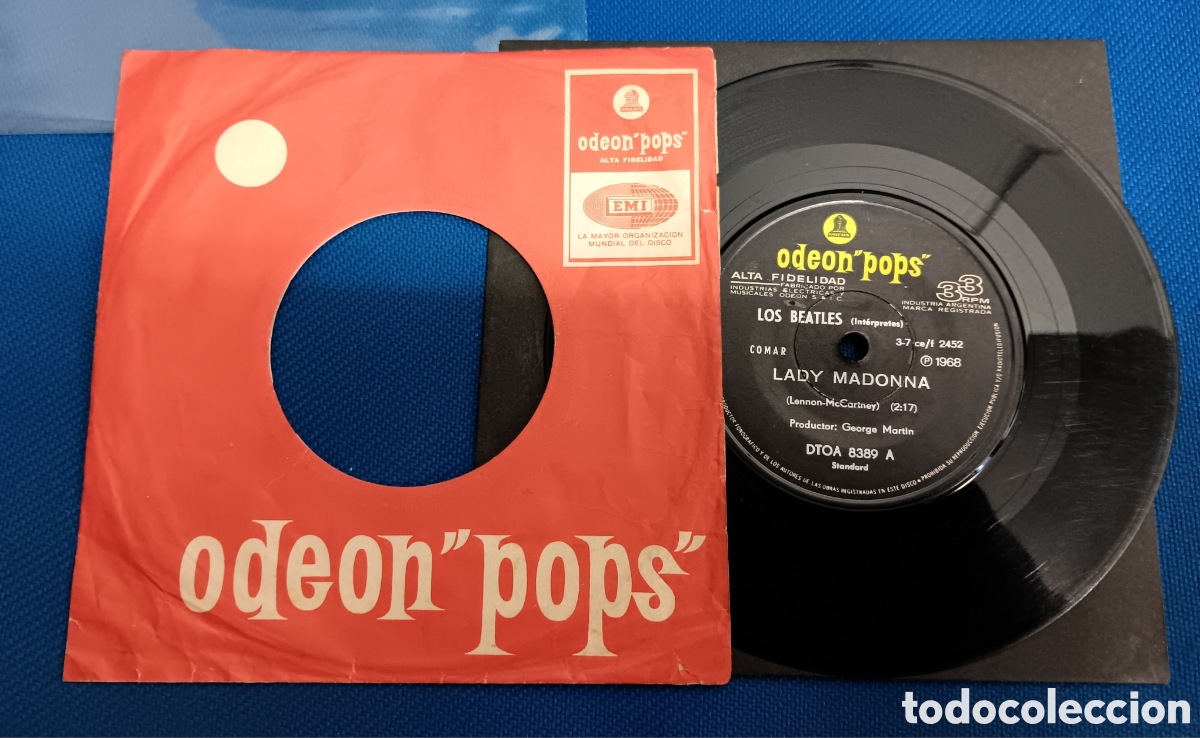 Discos de vinilo: BEATLES SINGLE MADE IN ARGENTINA EMI ODEON POPS - Foto 1