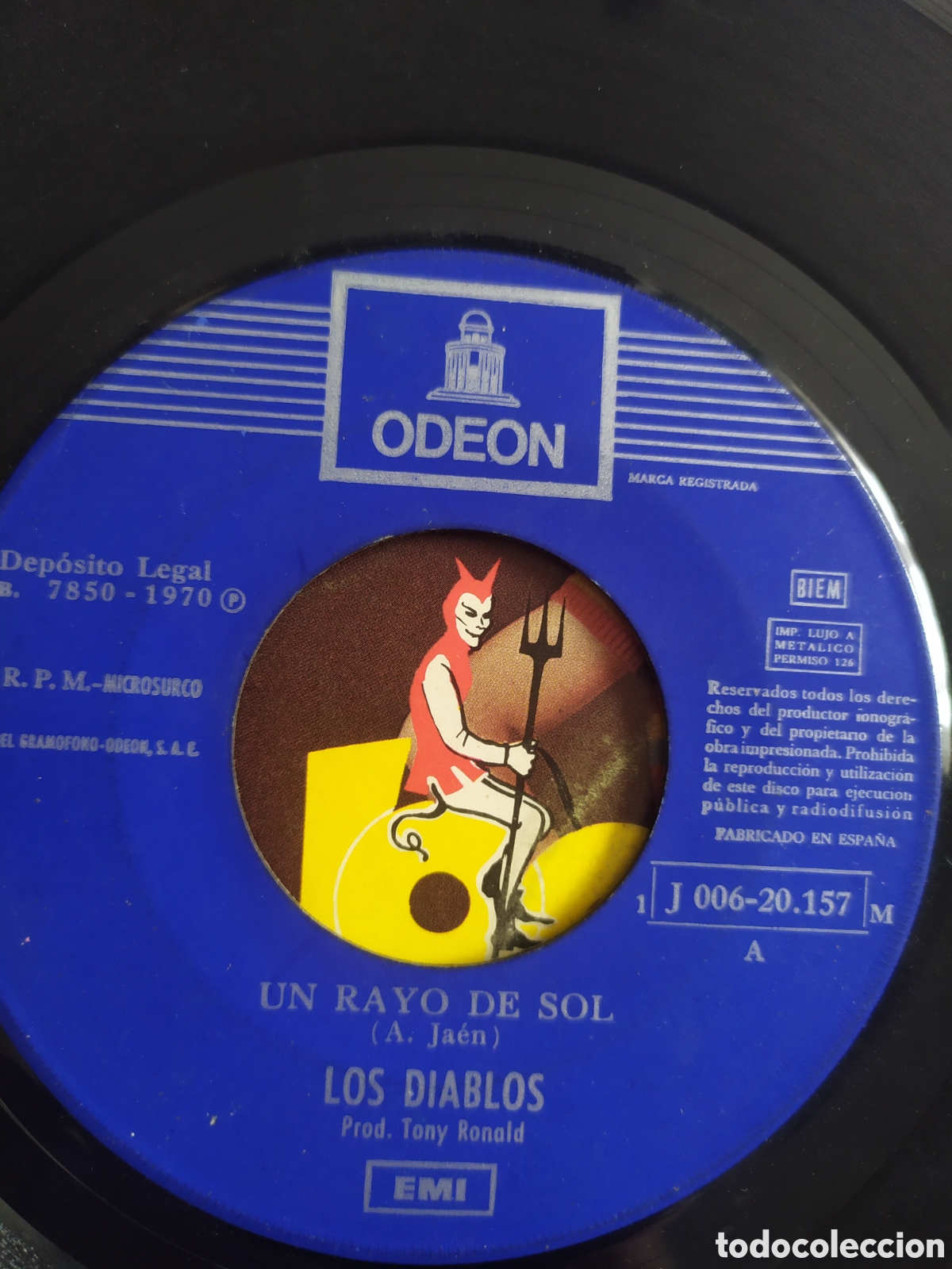 Discos de vinilo: Single Los Diablos. Un rayo de sol / Una ma&ntilde;ana - Foto 3