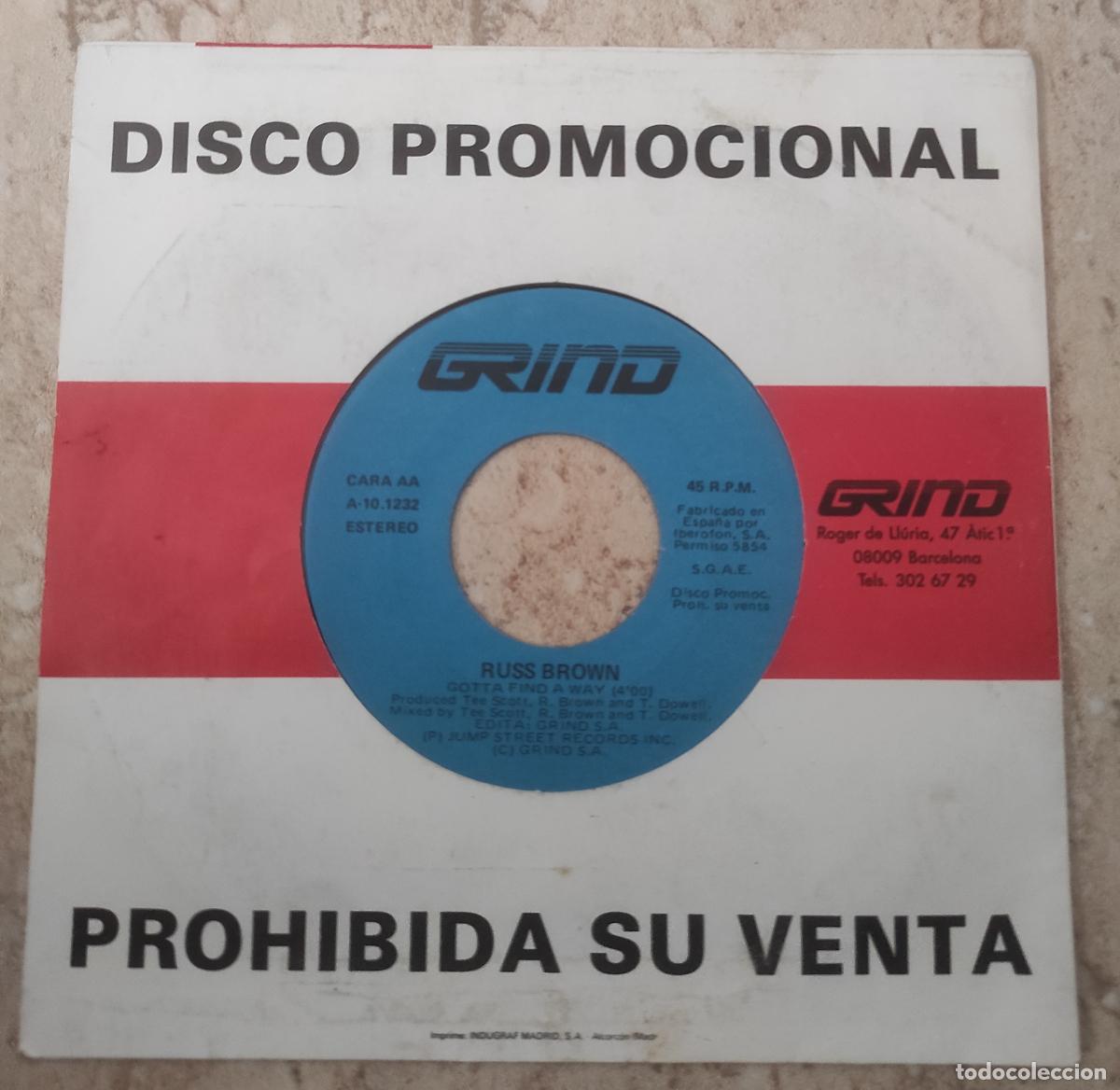 Discos de vinilo: RUSS BROWN / Gotta Find A Way /PRIVATE POSSESSION / radio edit. single promo 1987 Espa&ntilde;a- SPILT-
