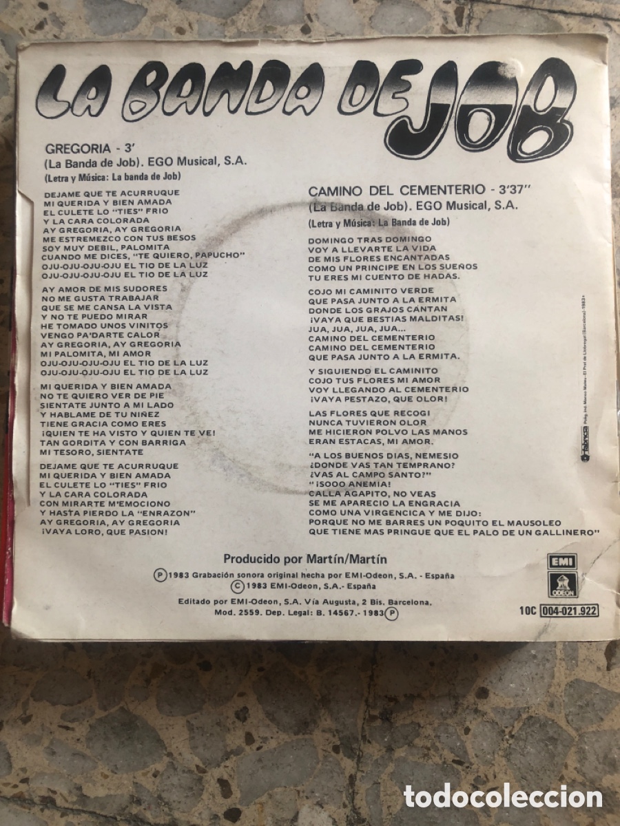 Discos de vinilo: SGL LA BANDA DE JOB GREGORIA 1983 - Foto 2